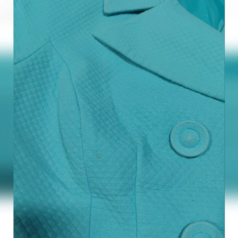 Vintage Christian Dior Teal Double Breasted Blazer Jacket Short Sleeve Women’s 8
